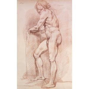 Lepicie Nicolas Bernard (1735-1784) Attributed To "man's Académy" Drawing In Red Chalk
