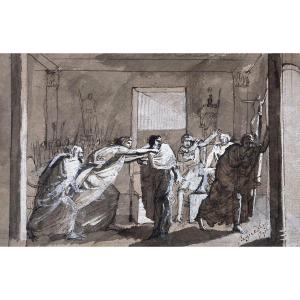 Pagnest Amable Louis Claude (1790-1819) Pupil Of David"mythological Subject" Drawing/pen,signed