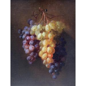 Pourchet Edouard (1839-1888) "grapes" Oil On Canvas, Signed, 19th Frame