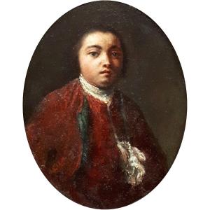 Italian School Circa 1700 "portrait Of A Man" Oil On Copper, 19th Frame