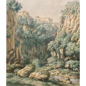 Flemish School Late18th"draughtsman At Civita Castellana"drawing,attr.suggested Jakob P.hackert