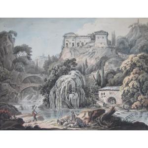 Baron Bacler d'Albe Louis A. G.(1761-1824)"2 Landscapes Of Italy" Pair Of Drawings,signed,frame