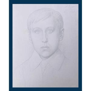 Legros Alphonse (1837-1911) "portrait Of A Young Man" Silverpoint On Prepared Paper, Signed