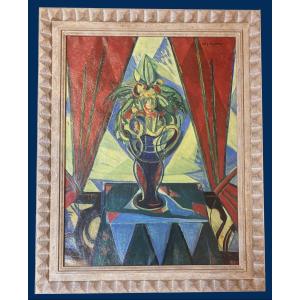Moutet Fély (1893-1951) "still Life" Oil On Canvas, Signed, Modern Frame
