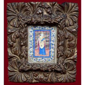 Italian School Circa 1450 "saint Peter" Illumination/gouache & Gold/vellum, 17th Century Frame