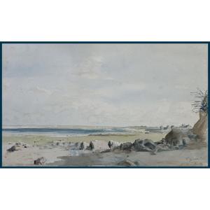 Vignal Pierre (1855-1925) "saint Pol De Léon In Brittany" Watercolor, Signed And Located