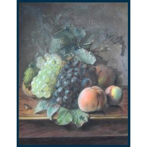 Chirat Benoit (1795-1870) Student Of Revoil And Berjon "still Life" Pastel Drawing, Signed, Dated