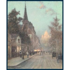 Billotte René (1846-1914) "paris And The Sacré Cœur" Pastel Drawing, Signed, Late 19th Frame