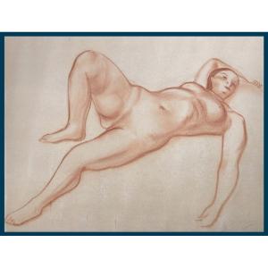 Derain André (1880-1954) "reclining Female Nude" Red Chalk Drawing, Signed