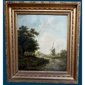 Hulswit Jan (1766-1822) "artist Drawing In The Countryside" Oil/panel, Monogrammed, Frame