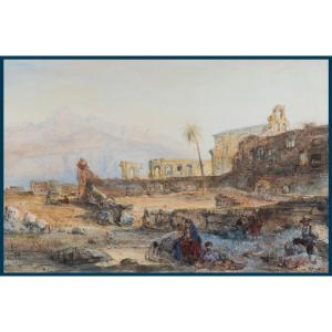 Tetar Van Elven Pierre Henri Théodore (1828-1908) "landscape Of Spain" Watercolor, Signed