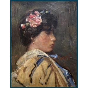 Jacobzoon Willem Maris (1872-1929) "portrait Of A Japanese Woman" Oil/canvas, Signed, 19th Century Frame