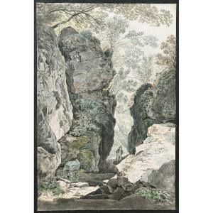 Salathe Friedrich (1793-1858) Attr.to Ec. Switzerland "mont Rigi Landscape Switzerland" Drawing/pen, Watercolor