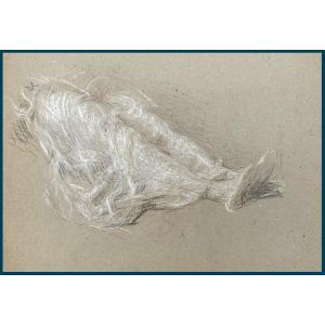 Laurent Ernest (1859-1929) "study Of Elongated Legs"drawing/black Pencil,red Chalk,signed/stamp