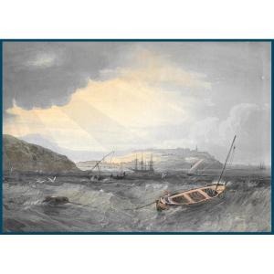 Fielding Newton (1799-1856) English School "ponte Longone, Island Of Elba" Watercolor, Annotated