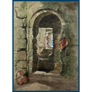 Houston John Adam (1812-1884), English School "campbell Castle" Watercolor, Dated, Highlands Scotland