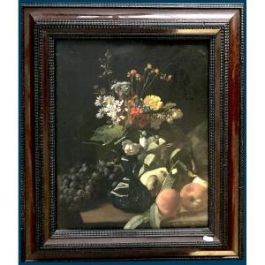 Scohy Jean (1824-1897) "field Flowers And Fruits" Oil On Canvas, Signed, Dutch Frame