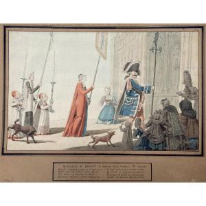 Garneray Auguste (1785-1824) "romance Of Benoit" Pen And Watercolor Drawing, Signed And Dated