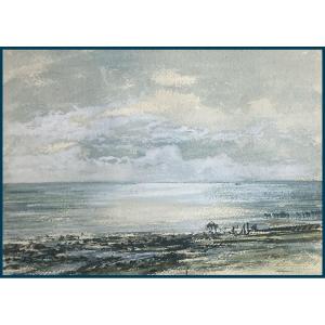 Lepic Ludovic Napoléon (1839-1889) "seaside, Le Havre" Watercolor, Signed, Located, Original Frame