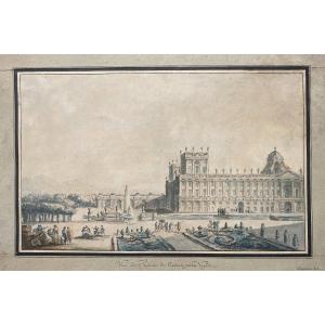 Chatelet Claude-louis (1753-1795) "palace Of Caserta Near Naples" Drawing/pen, Wash, Watercolor