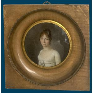 Gerard Marguerite (1761-1837) "portrait Of A Woman" Gouache On Vellum, Signed, Frame Around 1800