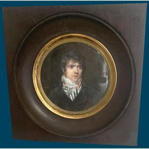 Isabey Jean-baptiste (1767-1855) "portrait Of A Man" Watercolor, Gouache/vellum, Signed, Its 19th Century Frame