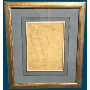 Ingres Jean-auguste Dominique (1780-1867) "study Of Legs" Drawing/black Pencil, Provenance, Frame