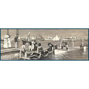 English School 1906"the Royal Yacht Squadron,the Castle, Cowes,isle Of Wight N°2"gouache,signed