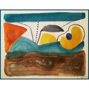 Derain André (1880-1954) "abstract Composition" Watercolor, Studio Stamp
