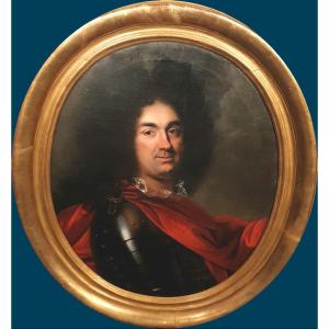Jouvenet François Known As Le Jeune (1664-1749) "man In Armor" Oil/canvas, Signed, Dated, Beautiful Frame