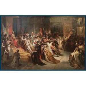 Gallait Louis (1810-1887) "the Coronation Of Baldwin Of Constantinople" Oil/canvas, 19th Century Frame