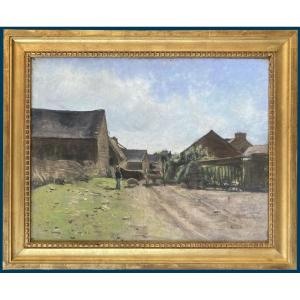 Ten Cate Johannes (1858-1908) "animated Landscape" Pastel Drawing, Signed, 20th Century Frame
