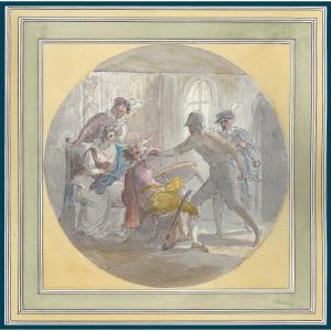 Hamilton William (1751-1801) "murder Of David Rizzio" Drawing/pen And Watercolor, Provenances