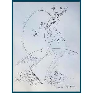 Masson André (1896-1987) "le Soc" Drawing/indian Ink, Signed, Provenance/galerie Louise Leiris