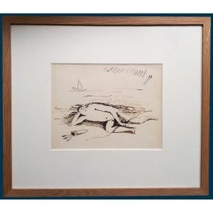 Balthus, Balthasar Klossowski De Rola (1908-2001)"man Lying Down Asleep"drawing/ink,provenance