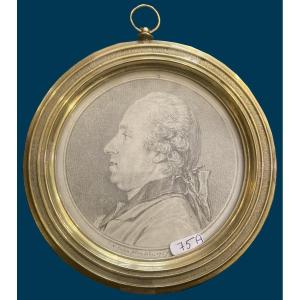 Cochin Charles-nicolas (1715-1790) "portrait Jean Baptiste Collet" Drawing/black Chalk, Signed