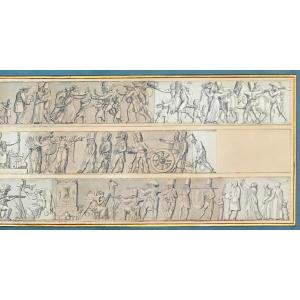 French School Circa 1800 "mythological Subjects & Scenes From The 1st Empire" Drawing/pen,wash