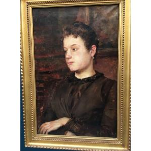 Calbet Antoine (1860-1942) "portrait Of A Young Woman" Oil/canvas, Signed & Dated, 19th Century Frame