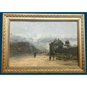 Loir Luigi (1845-1916) "street Scene" Oil On Panel, Signed