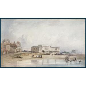 Fielding Newton (1799-1856) Attributed To "the Baths At Boulogne" Watercolor Drawing