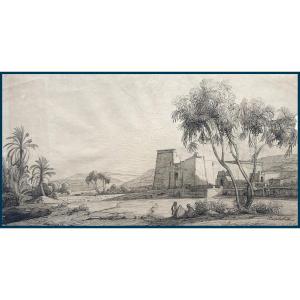 De Gazeau Gabriel, Conte De La Bouere (1800-1881) "egypt" Pen Drawing, Dated