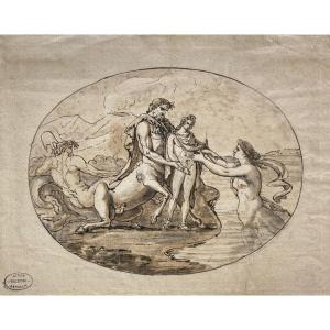 French School Late 18th Century "mythological Subject" Pen And Ink Wash Drawing