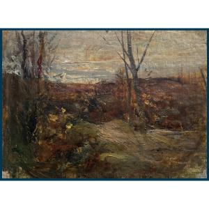 Ravier François-auguste (1814-1895) "landscape Of Morestel" Oil On Canvas, Signed