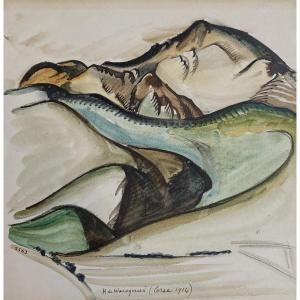 Waroquier De Henry (1881-1970) "landscape Of Corsica" Drawing/watercolor,signed,located & Dated