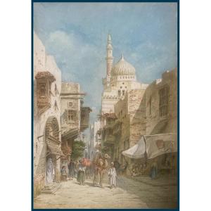 Lacoste Eugène (1818-1907) "cairo" Drawing/watercolor, Signed And Dated