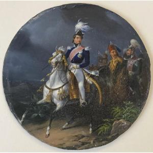 French School 1828 "general Nicolas J. Maison & Ibrahim Pasha, Greece" Oil On Cardboard, Provenance