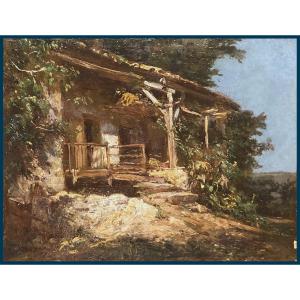 Giroux André (1801-1874) "the House" Oil On Canvas