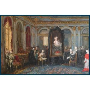 Navlet Joseph(1821-1889)"presentation Of Painting Bymrs Vigée-lebrun To Royal Family"watercolor