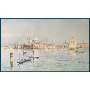 Lessieux Ernest(1848-1925) "venice" Watercolor Drawing, Signed