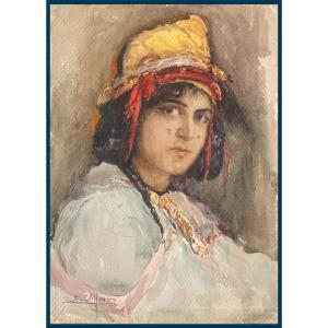 Villon Eugène (1879-1951) "oriental" Drawing/watercolor, Signed